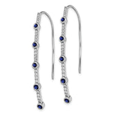 14K White Gold Lab Grown Dia VS/SI+ G+ Cr.Sapphire Threader Earrings